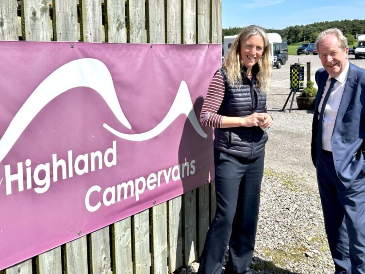 Mrs Bunn, with Federation of Small Businesses chairman Martin Mctague during his recent visit to the Highlands. 