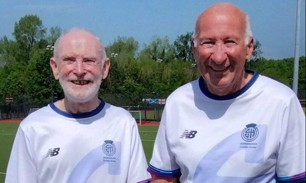 Ian Downie, left, and Murdoch Shirreffs, represented Scotland in the over-75 Home International in Belfast last month.  Image: Murdoch Shirreffs