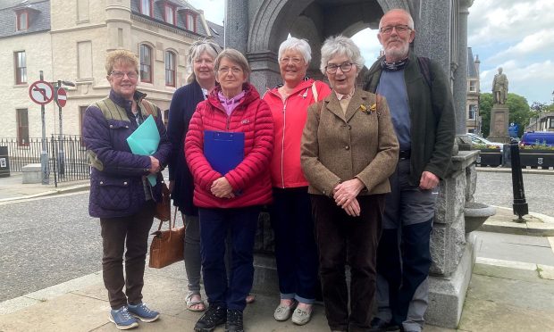 Huntly residents have come together to help save their minor injuries unit. From left, Anne Christie, Dorothy Anderson, Sheena Watchman, Fiona Murray, and David Easton. Image: DC Thomson