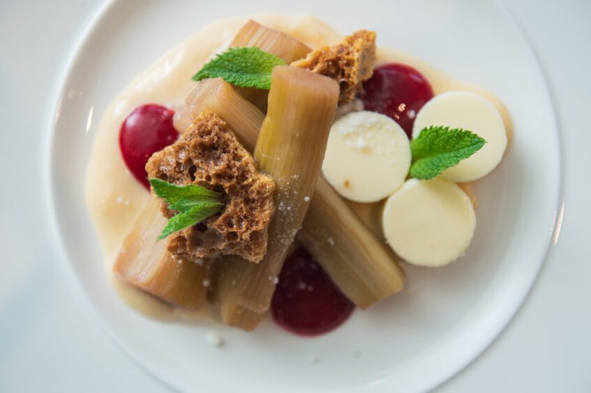 The rhubarb & custard dessert.