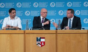 Anas Sarwar, John Swinney and Douglas Ross took part in the even on Monday. Image: Jason Hedges