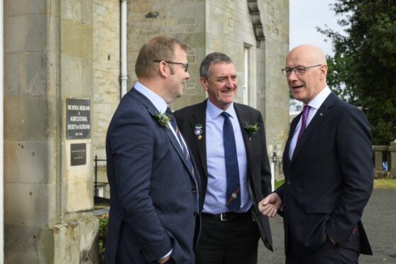 First Minister John Swinney attended the opening day of Royal Highland Show, pictured with RHASS chief executive Alan Laidlaw and RHASS vice-chairman James Logan.