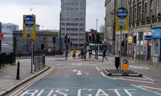 A bus gate in Bridge Street in Aberdeen. Image: Kenny Elrick/DC Thomson