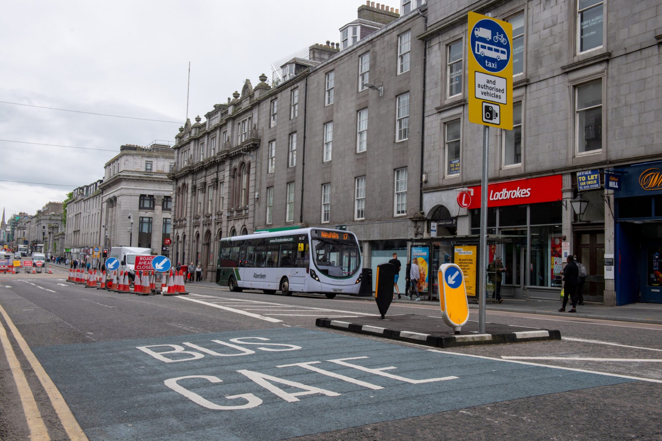 Aberdeen City Council leadership want to suspend the Adelphi bus gate on Union Street, currently stopping entry into Market Street. Image: Kenny Elrick/DC Thomson