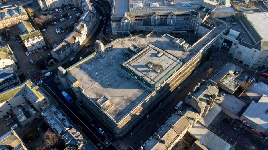 The former John Lewis building, Norco House in Aberdeen's George Street, from above. Image: Kenny Elrick/DC Thomson