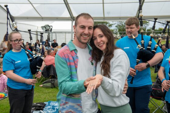 Andrea Marcantoni proposes to Valentina Duca at the Midsummer Beer Happening on Saturday. Image: Kenny Elrick/DC Thomson.