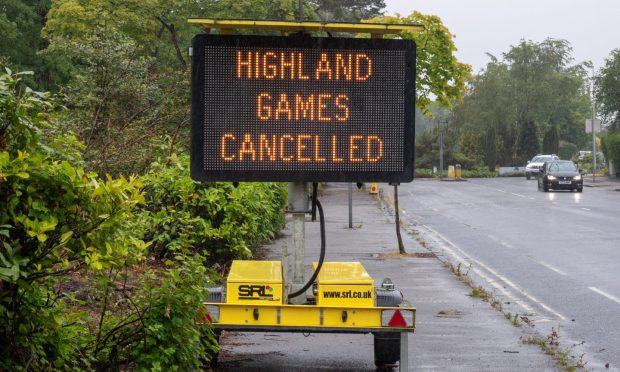 Highland Games cancelled sign