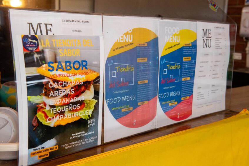 The menu options on offer at La Tiendita del Sabor. 