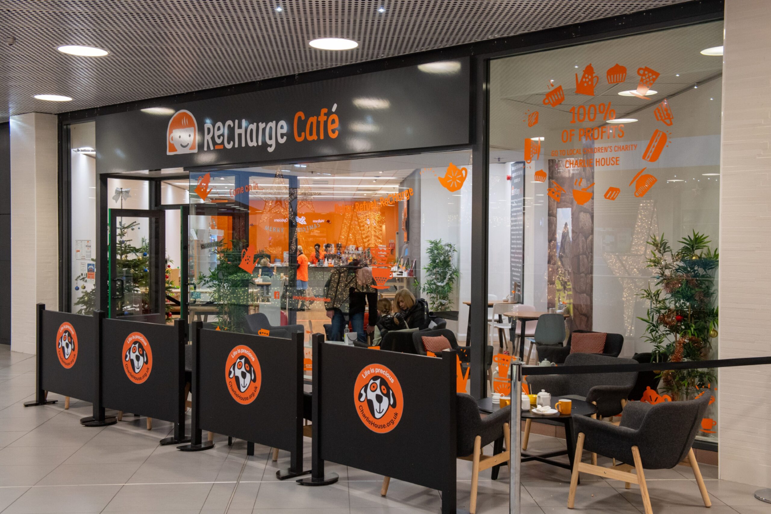 Exterior of ReCHarge Café, located in the Bon Accord centre.