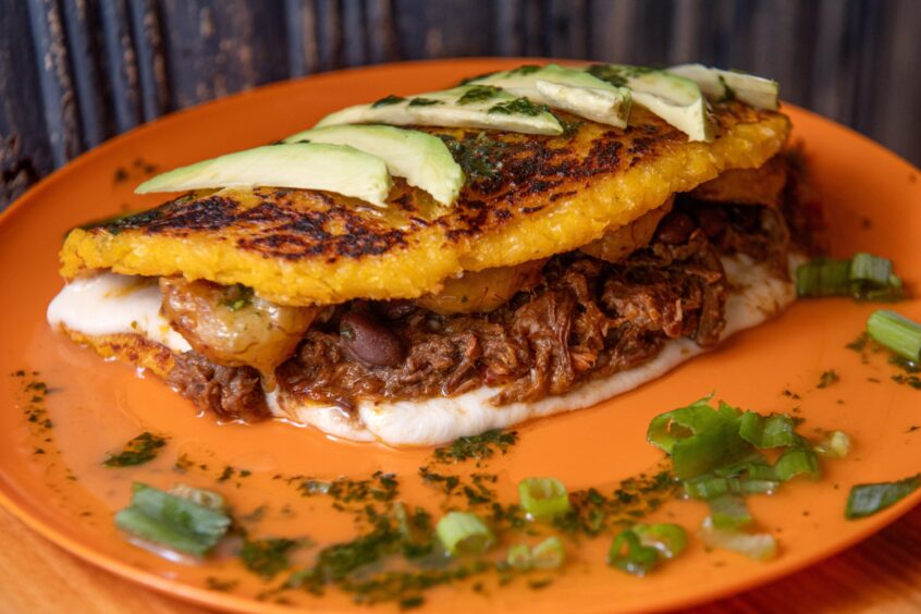 The beef cachapa at La Tiendita del Sabor in Aberdeen.