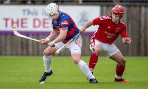 Kingussie's Rory MacKeachan with Keith MacRae (Kinlochshiel)