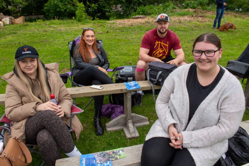 People sitting on benches