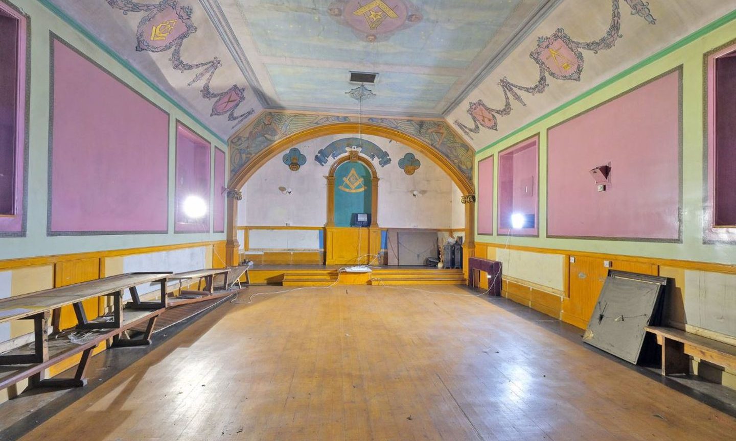 The grand hall as it looked when the Masons left the building.