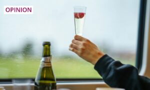 Is it okay for boozy celebrations to take place on trains and planes, or should we draw a line? Image: nrqemi/Shutterstock