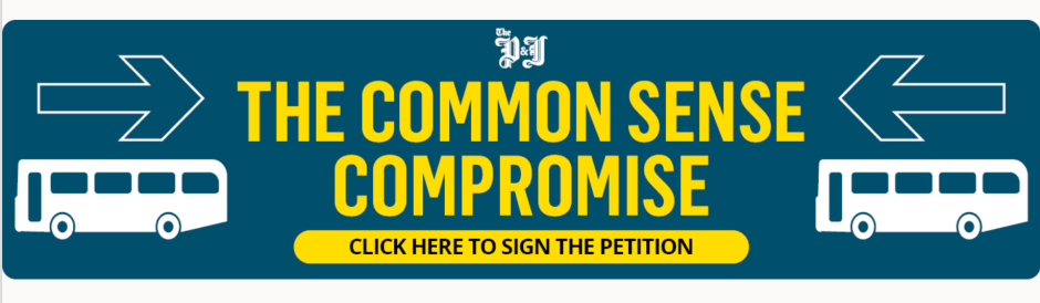 Common Sense Compromise Aberdeen bus gates sign the petition banner