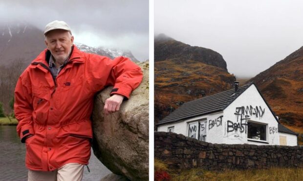 Scottish mountaineer, Hamish MacInnes, wanted the Savile cottage erased and the land left to nature. Image: DC Thomson.