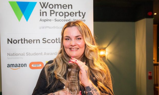 Women in Property Northern Scotland Student Awards winner Rachael Livingstone with her trophy.