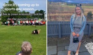 Highland mum goes viral after sharing moment she fell during parent sports day race. Image: Becky Oman.