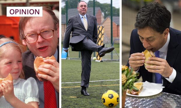 From left to right, John Gummer, Alex Salmond and Ed Miliband were all captured in press photos that came back to haunt them