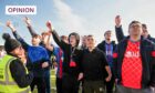 Inverness Caledonian Thistle fans take to the pitch to protest against the club's board after a May match against Hamilton Academical. Image: Craig Brown/SNS Group