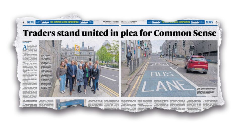 P&J newpaper clipping with headline that reads: 'Traders stand united in plea for Common Sense'