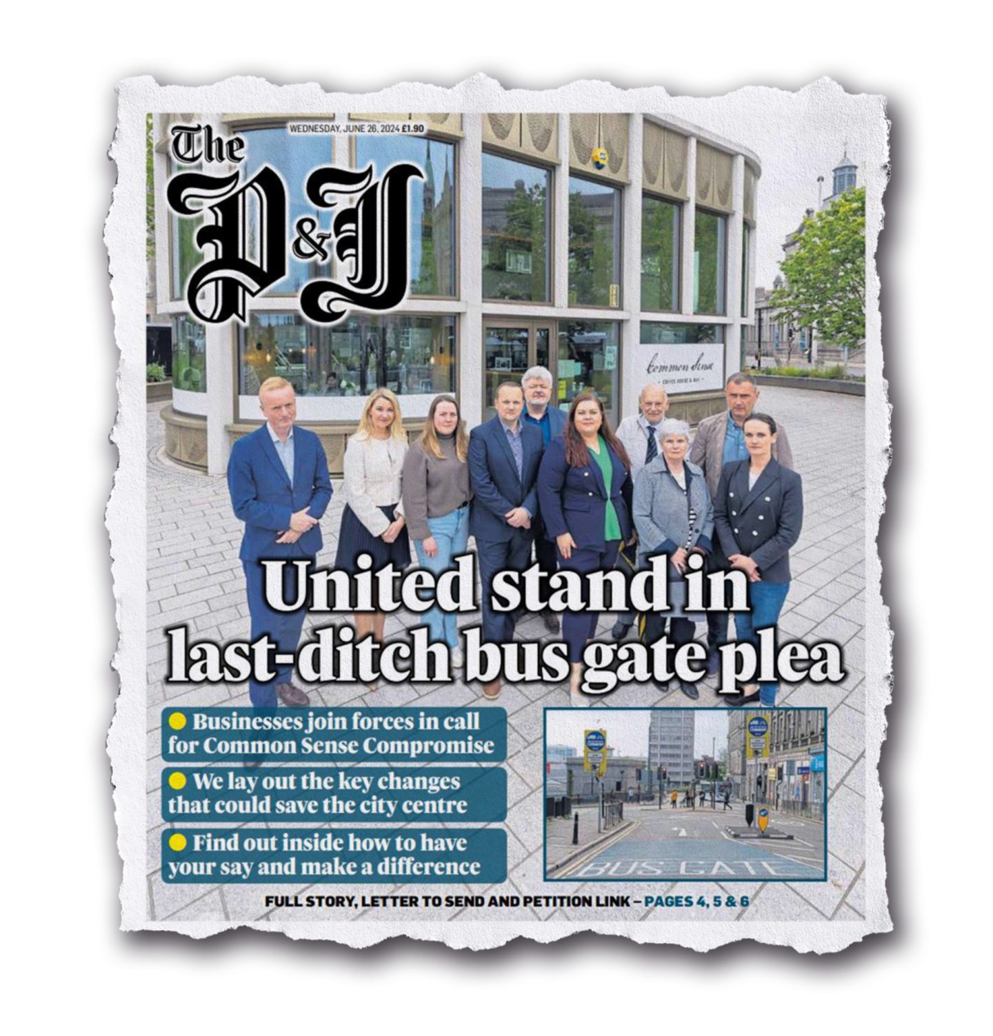 Wednesday's front page of The Press and Journal, calling for compromise on the Aberdeen bus gates. Image: DC Thomson