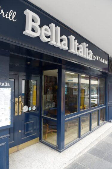 Exterior of Bella Italia restaurant in Inverness.