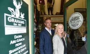 David and Kate Trail, owners of Grahams outdoor clothing and fieldsports shop on Castle Street, Inverness. Image: Sandy McCook/DC Thomson