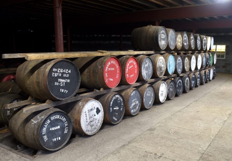 Barrels at Tomatin Distillery