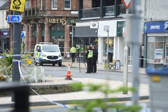 Police are investigating at the scene on George Street in Oban. Image: Sandy McCook/DC Thomson