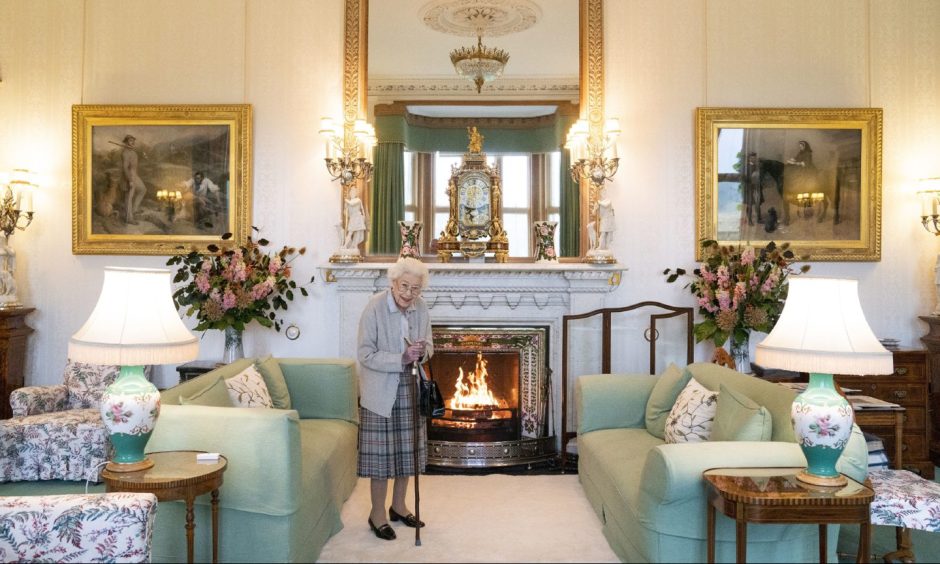 Queen Elizabeth II waits in the Drawing Room in Balmoral Castle before her audience with Liz Truss. 