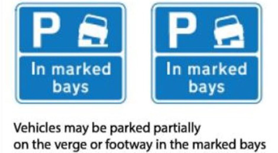 New signs to show where pavement parking will still be permitted.