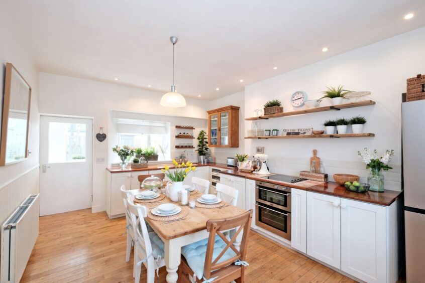 Country style kitchen inside Craigen Cottage in Ballater