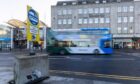 The bus gate at teh Bridge Street end of central Union Street in Aberdeen. Scrapping it could cost the city £8m, it has been claimed. Image: Scott Baxter/DC Thomson