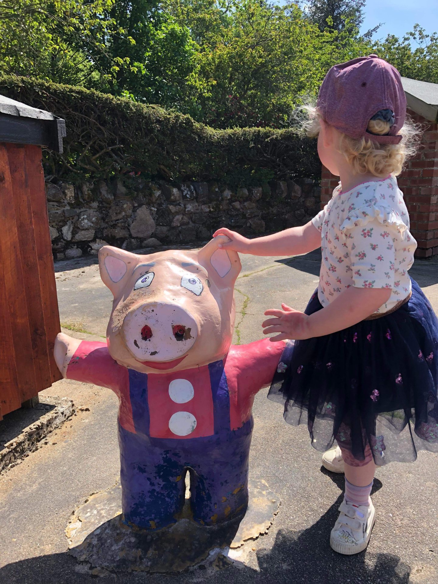 Edith with one of the pigs from The Three Little Pigs