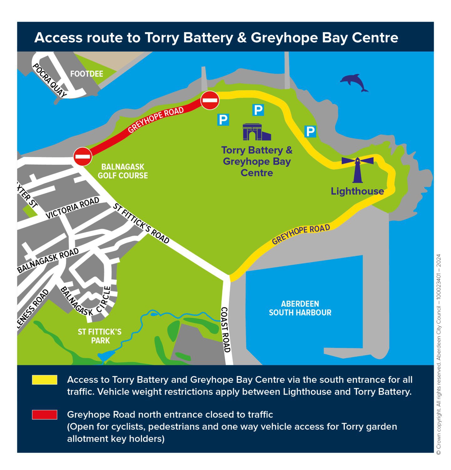 Road to Torry Battery and Greyhope Bay to close