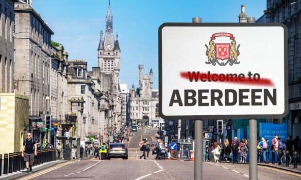 Are the bus gates in Aberdeen city centre making visitors feel welcome. Design image: Roddie Reid/DC Thomson