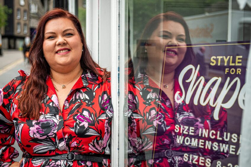 Victoria Mutch outside her Schoolhill shop Style for your Shape upon opening in July 2022. Image: Wullie Marr/DC Thomson