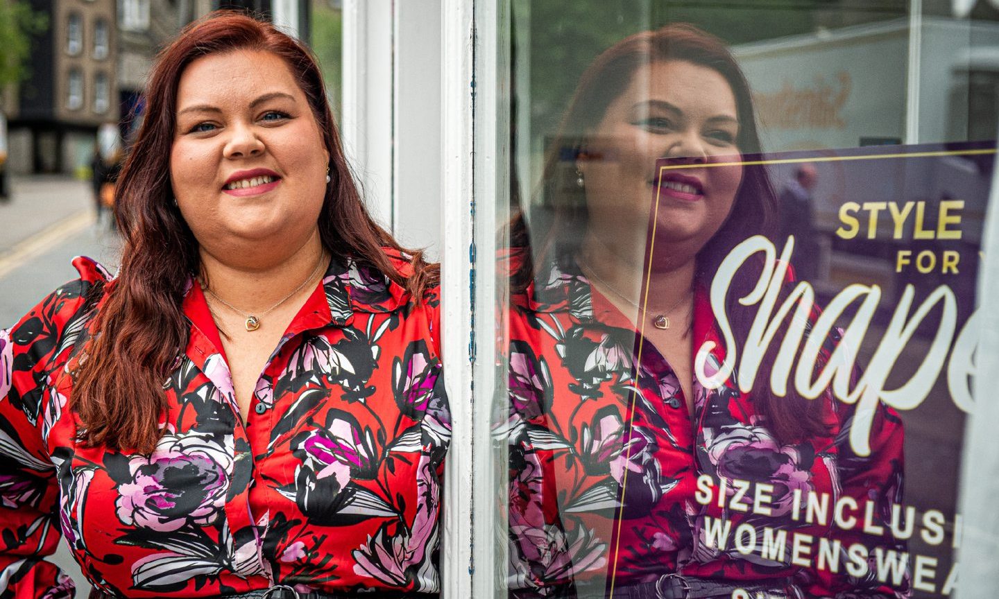 Victoria Mutch outside her Schoolhill shop Style for your Shape upon opening in July 2022. Image: Wullie Marr/DC Thomson