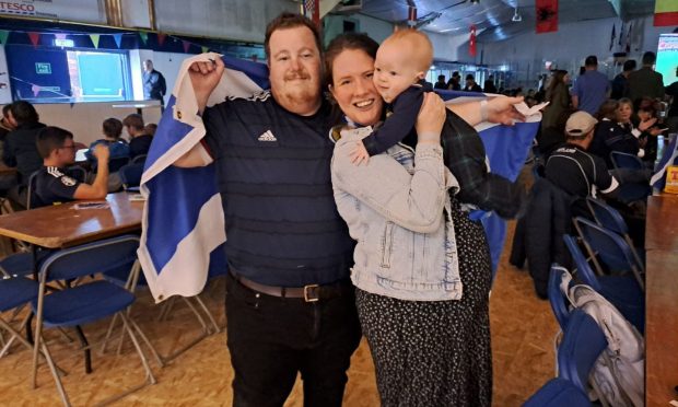 Seven-month-old Cameron at the Inverness fan zone with mum Donna and dad Craig. Image: Alberto Lejarraga