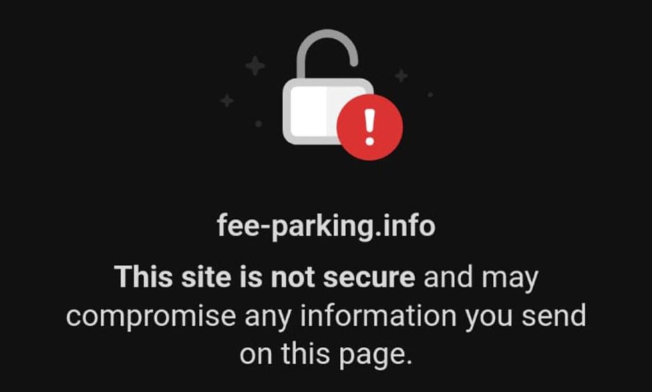 'This site is not secure' alert that pops up when a fake QR code on an Aberdeen parking meter is scanned.