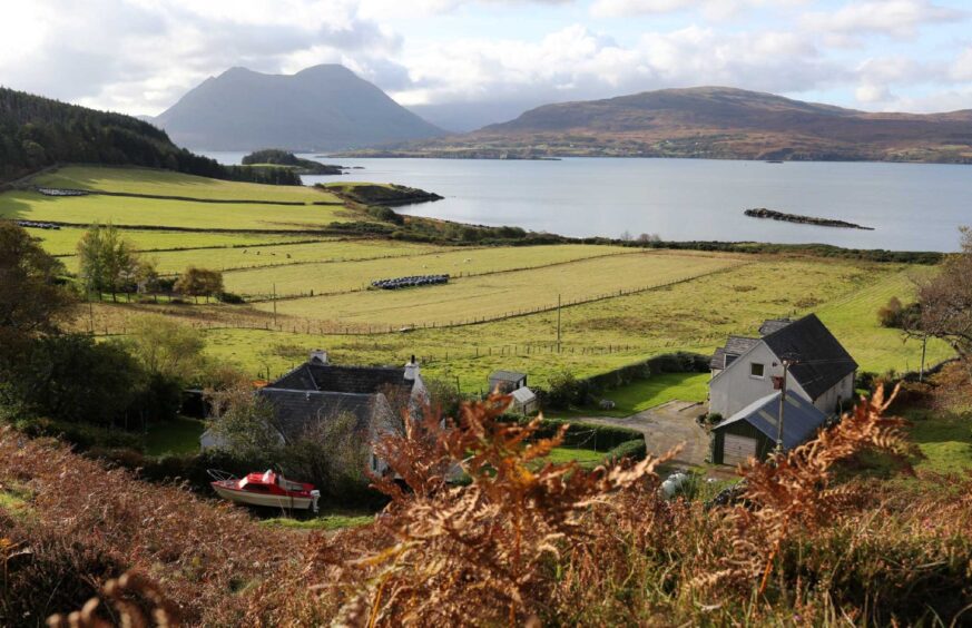 A wide view of the island of Raasay.