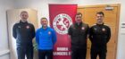 Brora Rangers' new management team. From left, assistant manager David Hind, first team coach Michael MacKenzie, first team performance coach Jordan MacDonald and manager Steven Mackay.  Image: Brora Rangers.