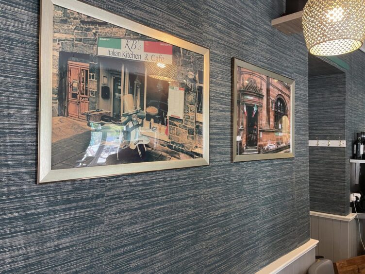 The two other restaurant in Crieff and Aberfeldy are pictured on the wall of Kaina Italian Kitchen. 