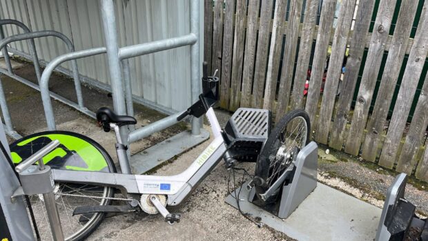 One of the damaged ebikes in Inverness.