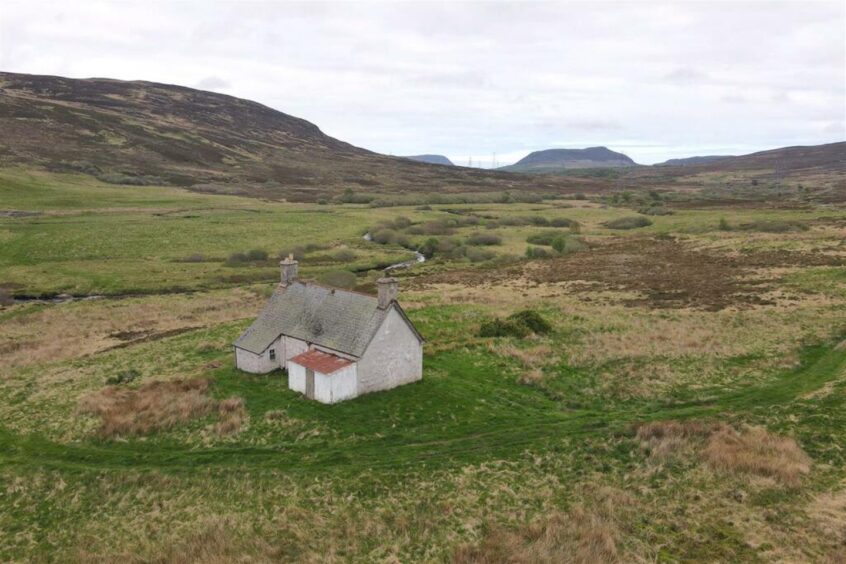 Exterior of the remote Highland home.