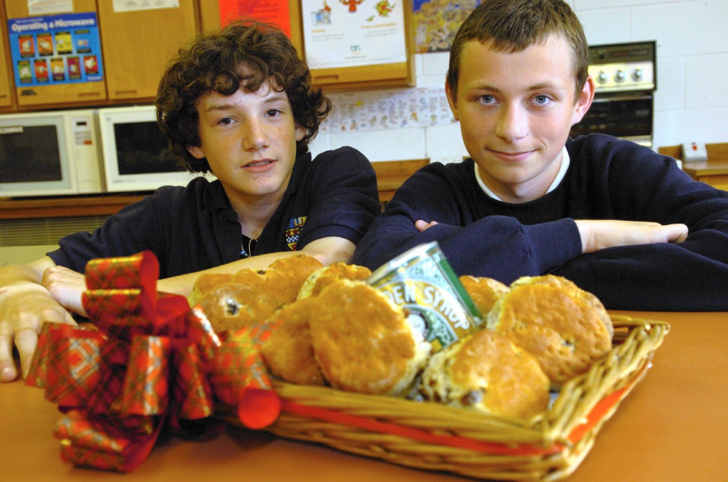 Inverurie Academy pupils and a basket of scones