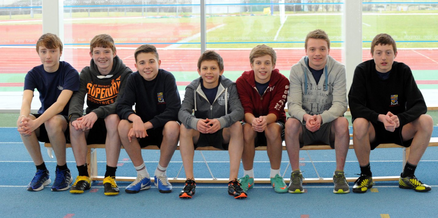 Inverurie Academy pupils sitting on bench