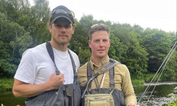 Sam Heughan of Outlander fame with William Peake of Twin Peakes Fly Fishing