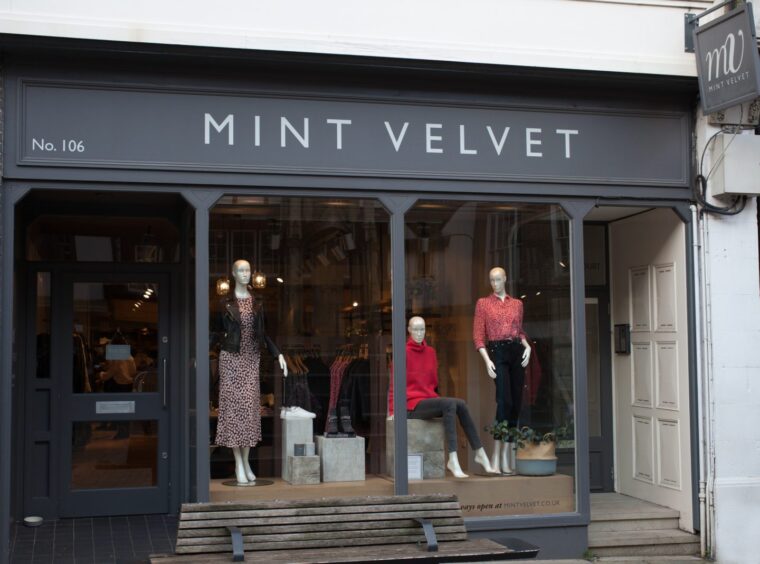 Exterior of Mint Velvet store.